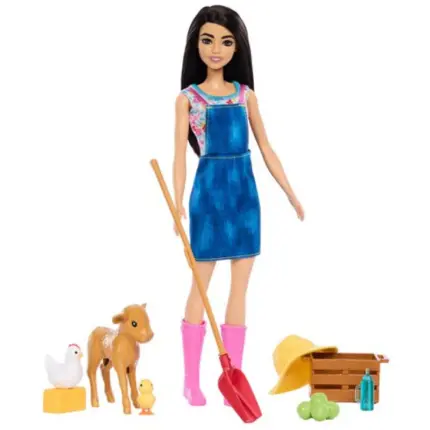 Barbie farmer doll with black hair