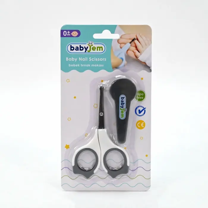Baby Jem Ножички за нокти за бебе со заштитно капаче, сиви – слика 2