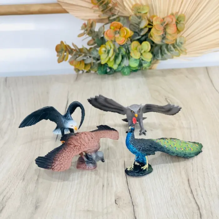 Сет фигури птици Birds Mini Model, 8 реалистични птици со дрвце – слика 2