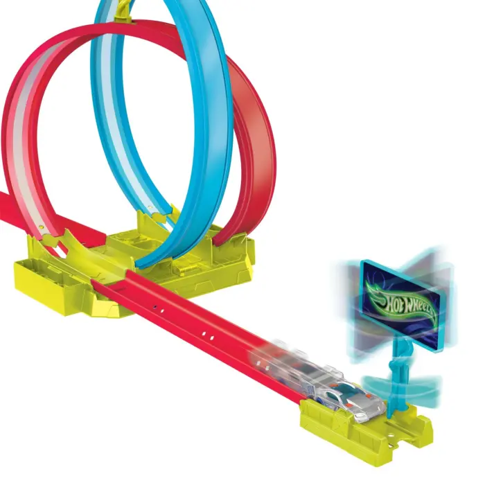 Hot Wheels Патека Neon Speeders Laser Stunt Slamway со двоен лупинг – слика 3
