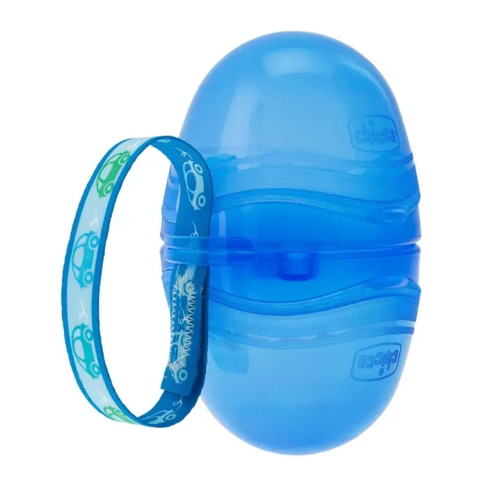 Kuti për dy biberona-ngushëllues Chicco Double Soother Holder, blu