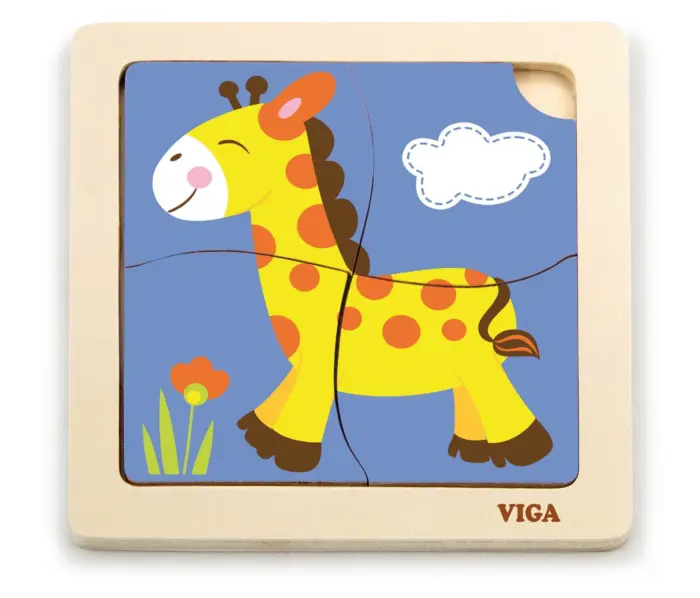 Viga Дрвена сложувалка Handy Puzzle Жирафа, 4 дела
