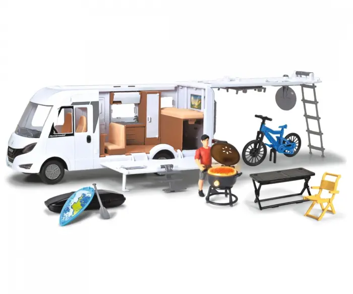 Dickie Toys Кампер Hymer B-Class со фигура и додатоци за кампување, 1:24