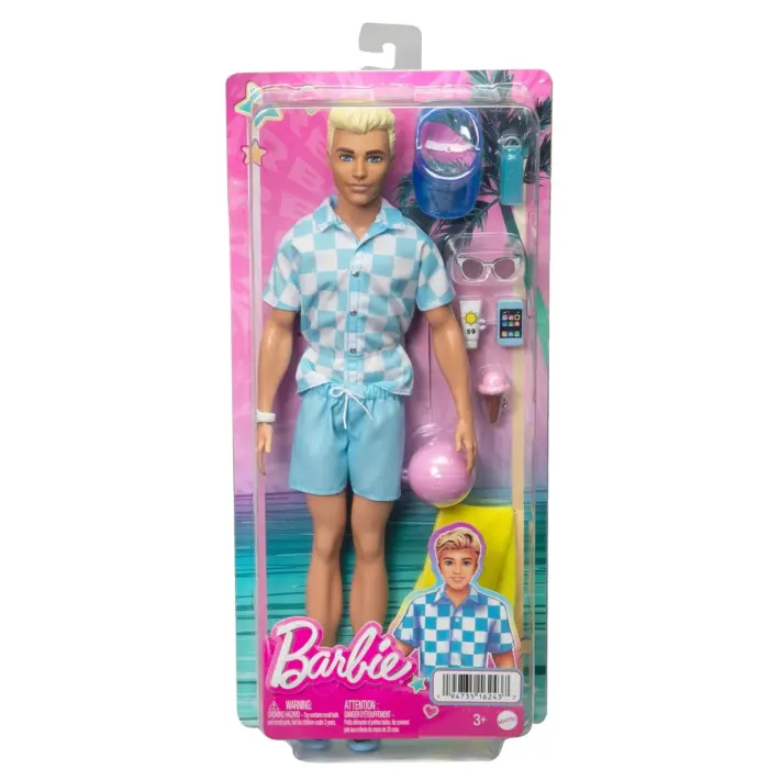 Barbie Кукла Ken на плажа, со костим за капење и додатоци – слика 2