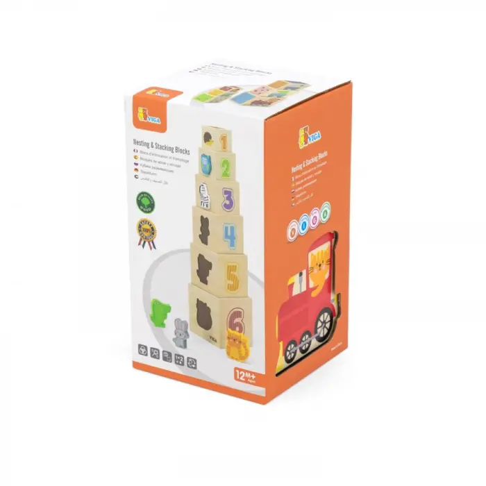 Viga Toys – Blloqe prej druri për vendosje dhe fut-nxjerrje (44572)