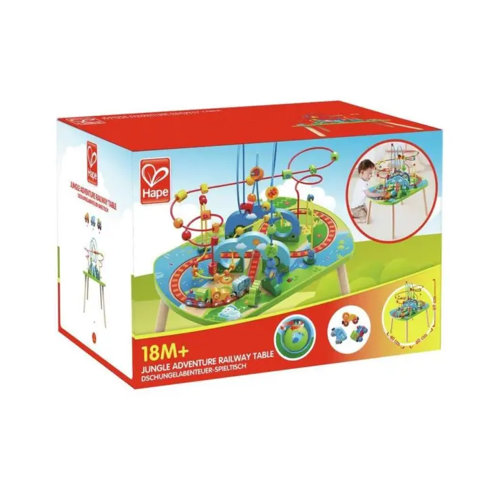 Hape Дрвена масичка со пруга и лавиринт Jungle Adventure Railway Table – слика 3