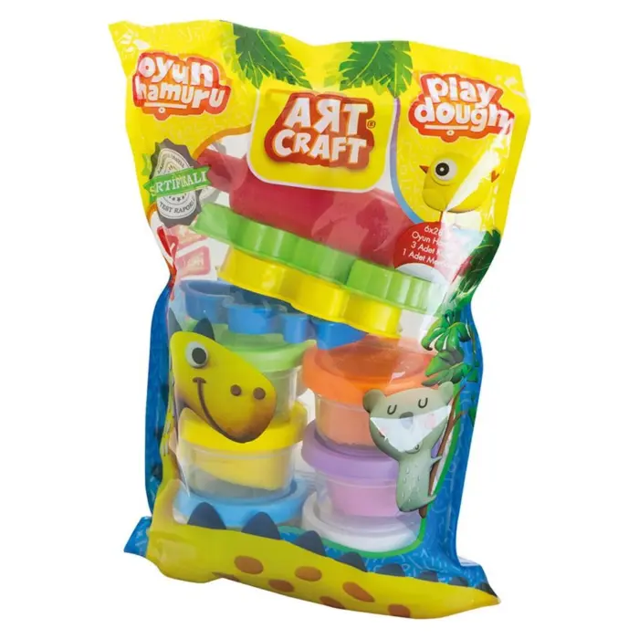 ART CRAFT Set plastelinë në qese, 6 kavanoza me kallëpe, 03350