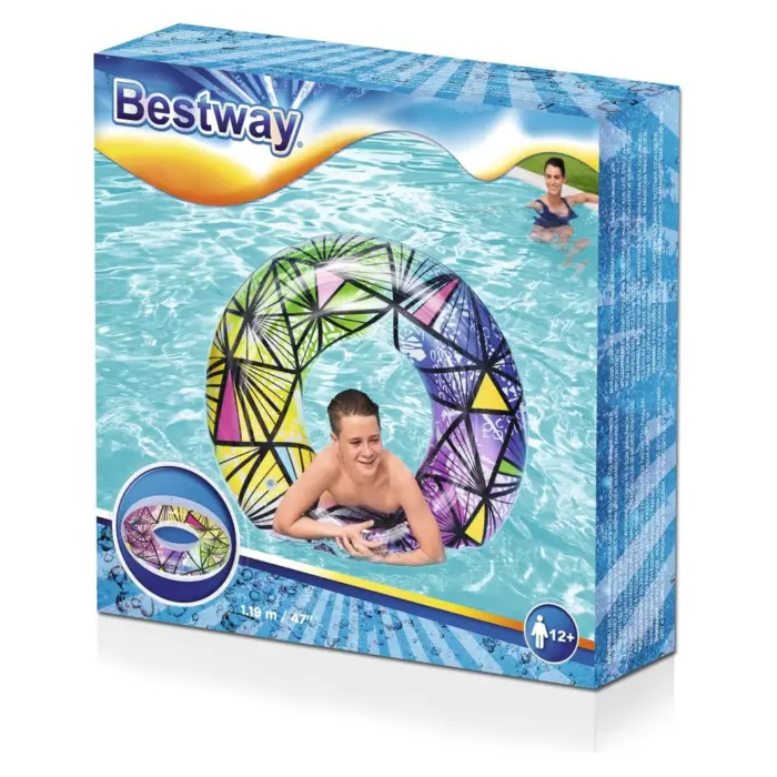Bestway Stained Glass swim ring with transparent top, Ø119 cm