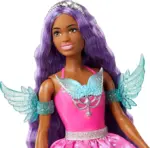 Kukull Barbie “Brooklyn” me 2 kafshë fantastike dhe fustan – nga seria Touch of Magic, me flokë të gjatë vjollcë