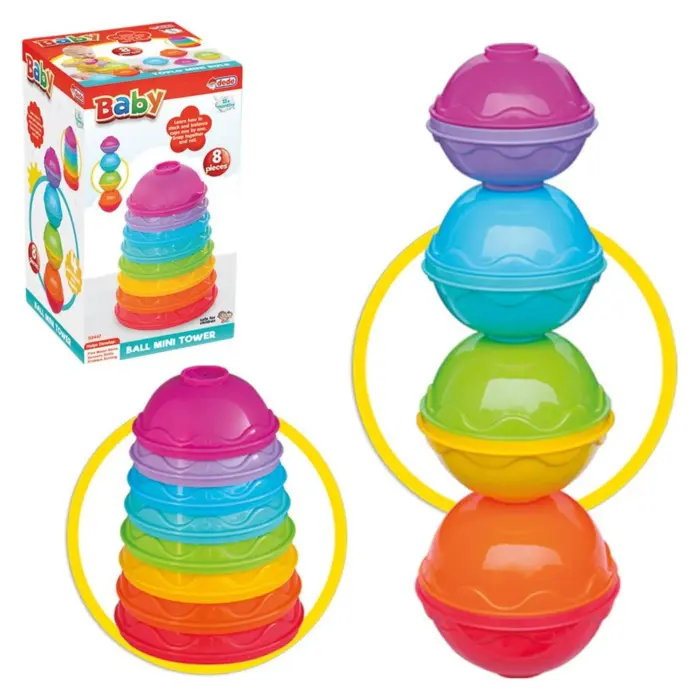 DEDE mini tower with stacking balls, 8 pieces, 03467