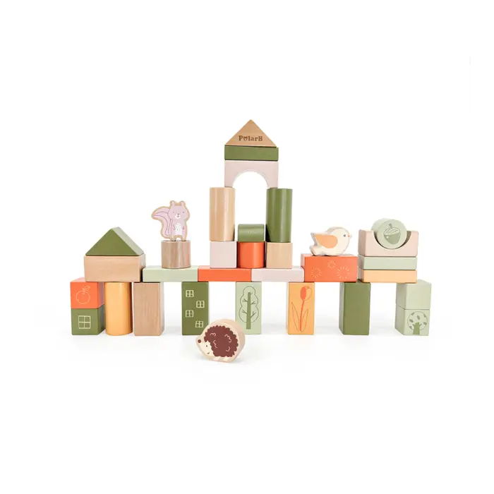 PolarB – Wooden Blocks (50 pieces) – Green Forest 44230