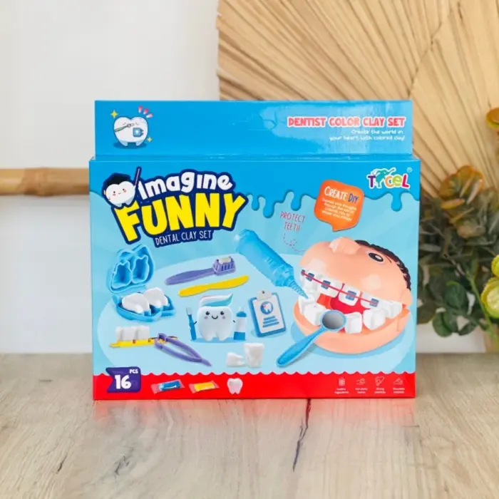 Сет пластелин Стоматолог Imagine Funny, 8 пластелини и 6 алатки – слика 2