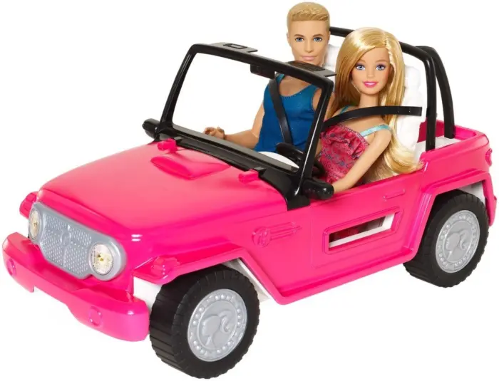 Barbie Џип за кукли Beach Cruiser со Barbie и Ken, розов – слика 4