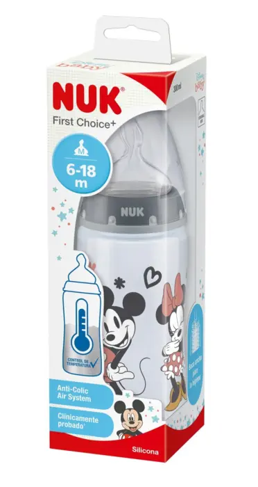 NUK Шише First Choice+ Disney Mickey/Minnie, 300 ml, 6–18 месеци (асортиман)