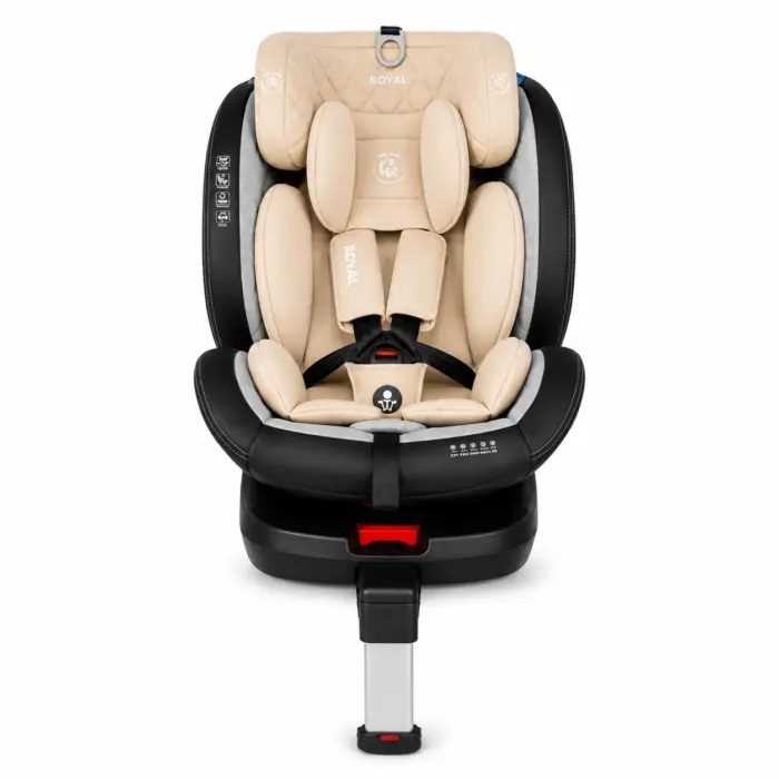 Baby Mascot Sediljë makine ROYAL i-Size 360° me ISOFIX dhe këmbë mbështetëse, krem-zi