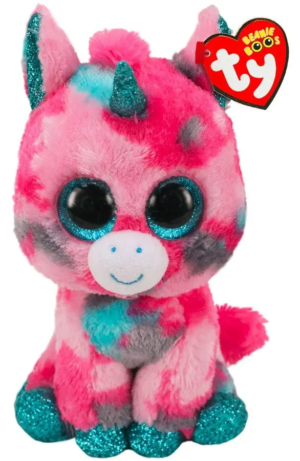 Ty Beanie Boos плишан розово-тиркизен еднорог Gumball, 15 cm