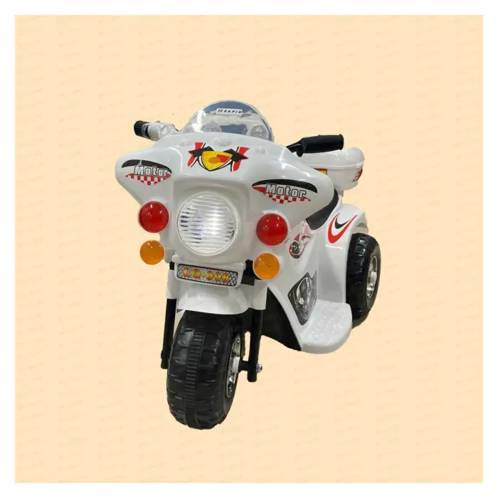 ak-n2-26105rg-1 Rapid Motor për fëmijë me bateri me tri rrota, policie, i bardhë
