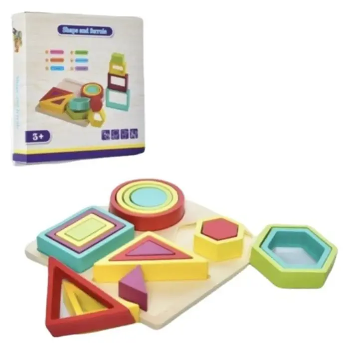 Puzzle prej druri me forma gjeometrike