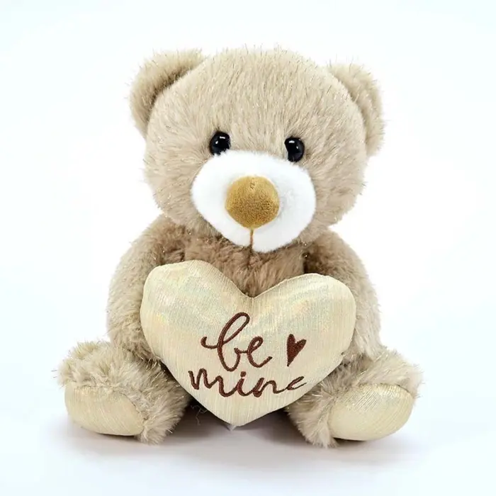 Amek Плишано мече во беж боја со срце Be mine, 22 cm