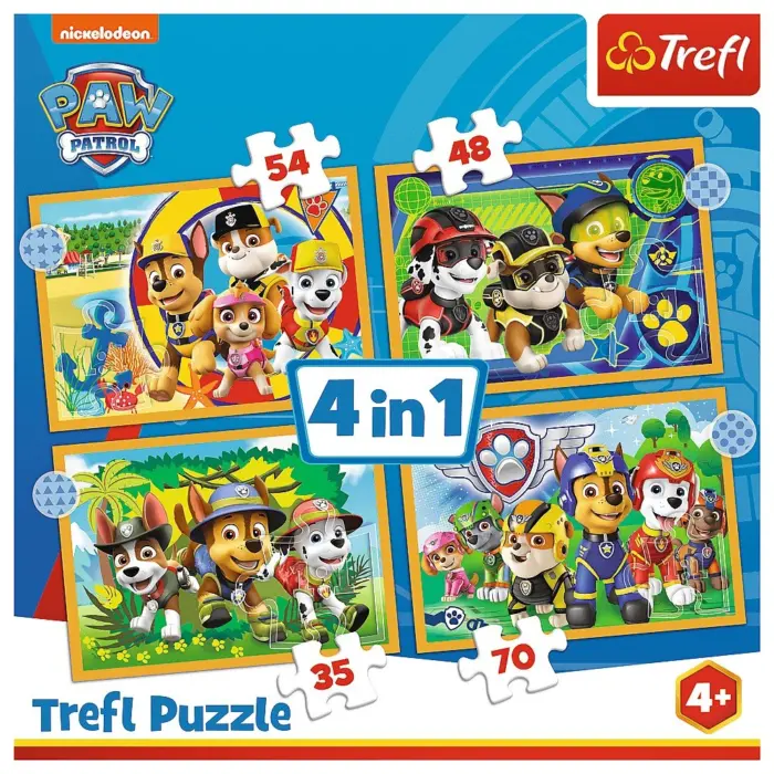 Trefl Сложувалка 4 во 1 Paw Patrol на одмор, 35, 48, 54 и 70 парчиња – слика 2