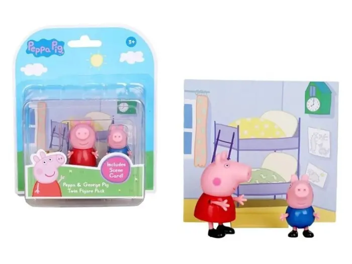 Peppa Pig Сет фигури Пепа и Џорџ, со сценска картичка