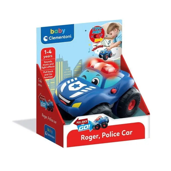 Clementoni Baby Полициски автомобил Roger со звук и светла, на повлекување – слика 3