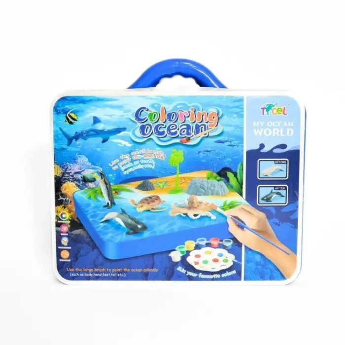 Set për ngjyrosjen e figurave Coloring Ocean – 6 kafshë oqeanike në valixhe të vogël – foto 3