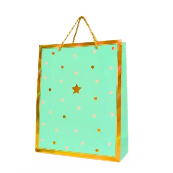 Qese dekorative dhuratash me pika dhe yll, 26 x 32 x 10 cm – foto 3