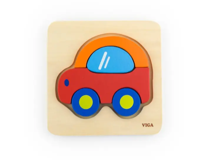 Viga Дрвена сложувалка Handy Block Puzzle Автомобил, дебели делови