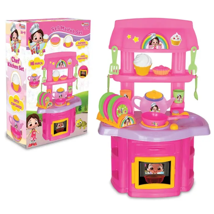 Dede Детска кујна Niloya Chef Kitchen со садови, 16 делови