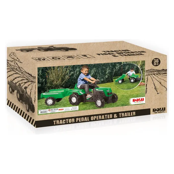 DOLU Ranchero pedal tractor with trailer, green, 8246