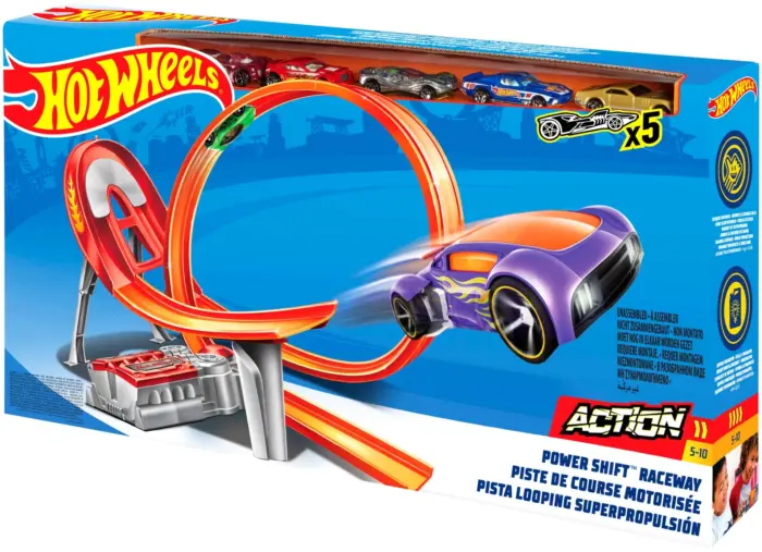 Hot Wheels Action Power Shift Raceway track with loop and 5 cars – image 2