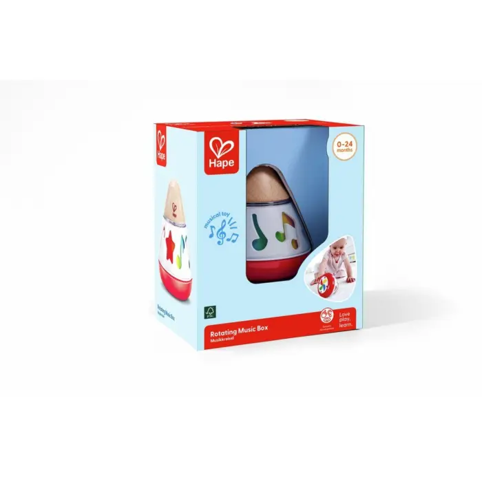 Hape Дрвена музичка кутија што се врти Rotating Music Box, на навивање – слика 4