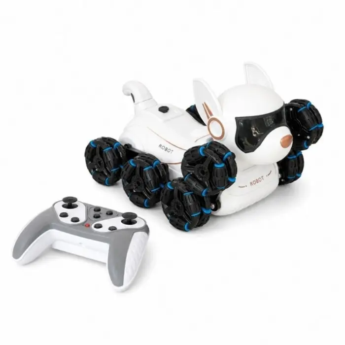 Remote-controlled robot dog stunt vehicle with 8 wheels, lights and smoke – image 2