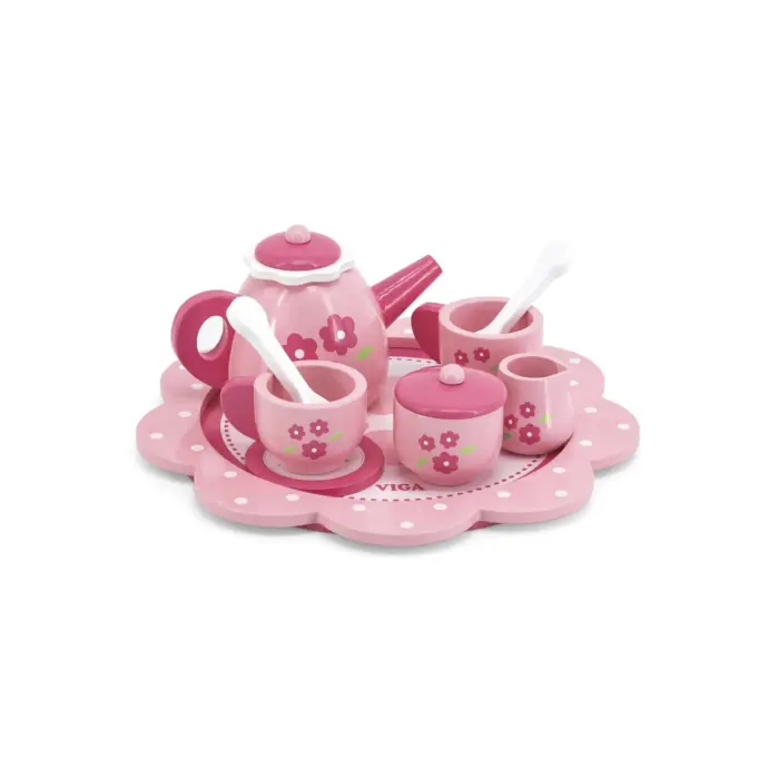 Дрвен чај и кафе сет „Pink Flower“ – Viga Toys (44543)