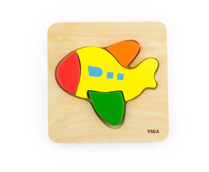 Viga Дрвена сложувалка Handy Block Puzzle Авион, дебели делови Viga Дрвена сложувалка Handy Block Puzzle Авион, дебели делови