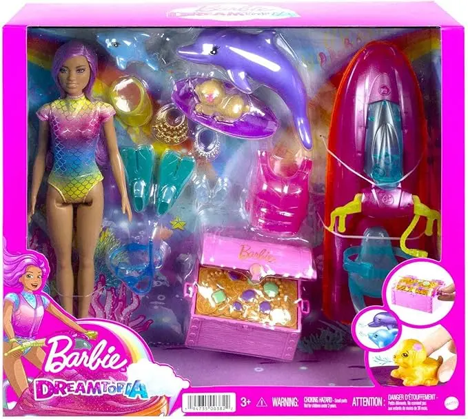 Barbie Dreamtopia doll with jet ski, pets and water accessories