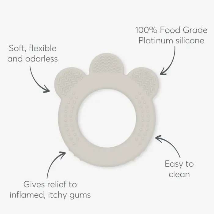 Kikka Boo Силиконска глодалка Platinum Silicone со 3 текстури, Sand (крем)