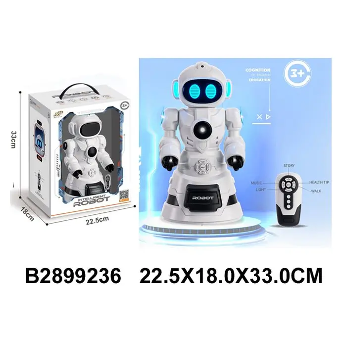 Battery-operated remote-control robot Robot that moves by remote control, batteries included · 3+ yrs.