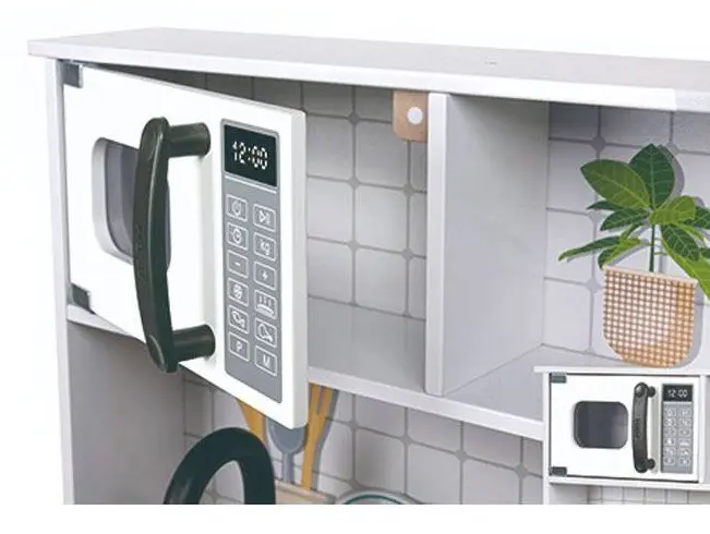 Hape Дрвена детска кујна со светло и звук, светлосива, 60 x 30 x 85 cm – слика 3