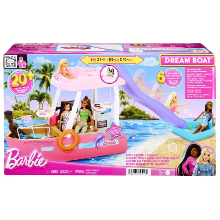 Barbie Брод за кукли Dream Boat со базен и лизгалка, без кукла – слика 3
