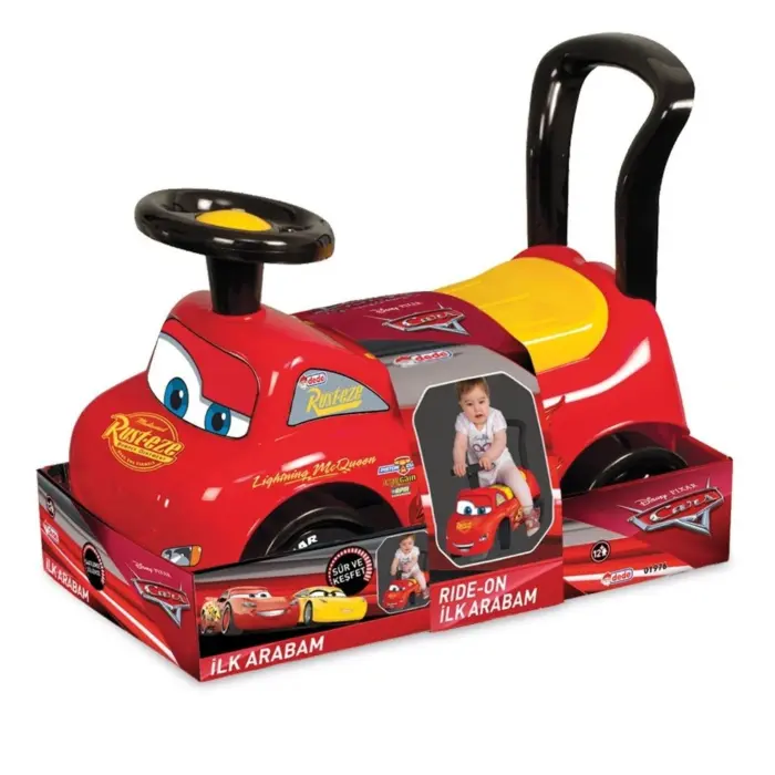 Dede Cars Lightning McQueen push toy with push handle, red