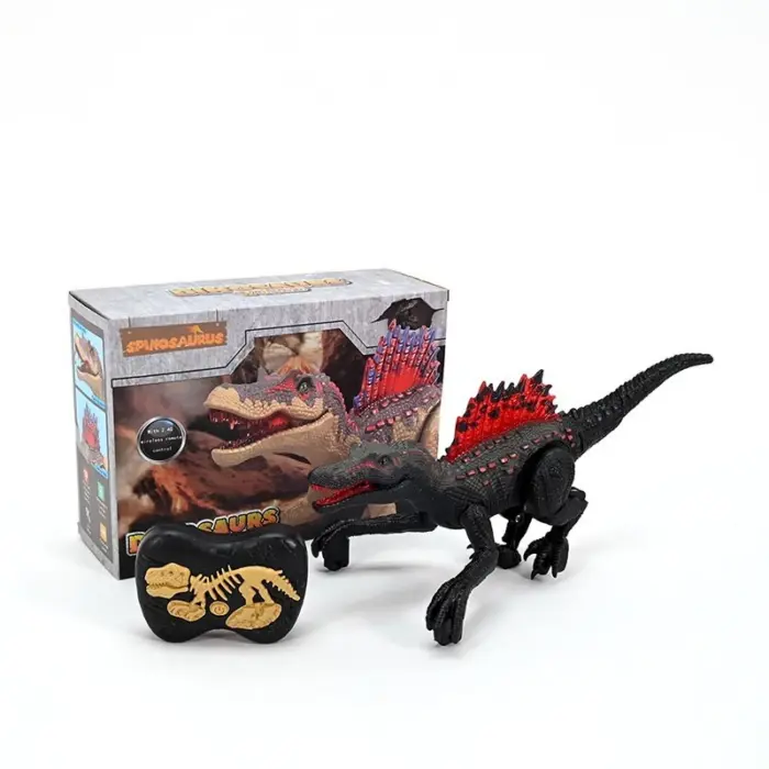 Remote-controlled Spinosaurus dinosaur with lights, black