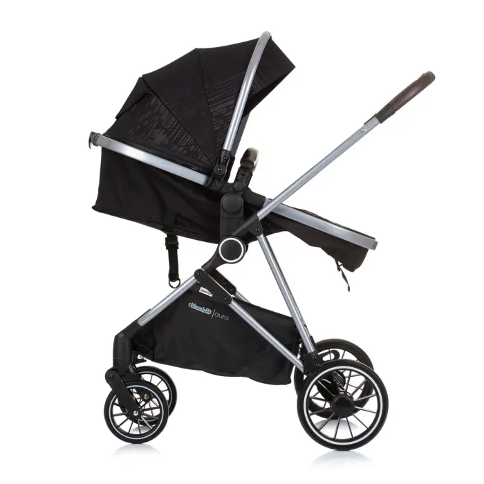 Baby Stroller AURA- Obsidian/Silver