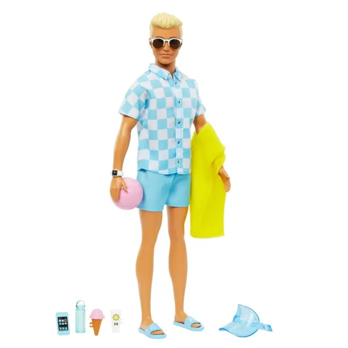 Barbie Кукла Ken на плажа, со костим за капење и додатоци