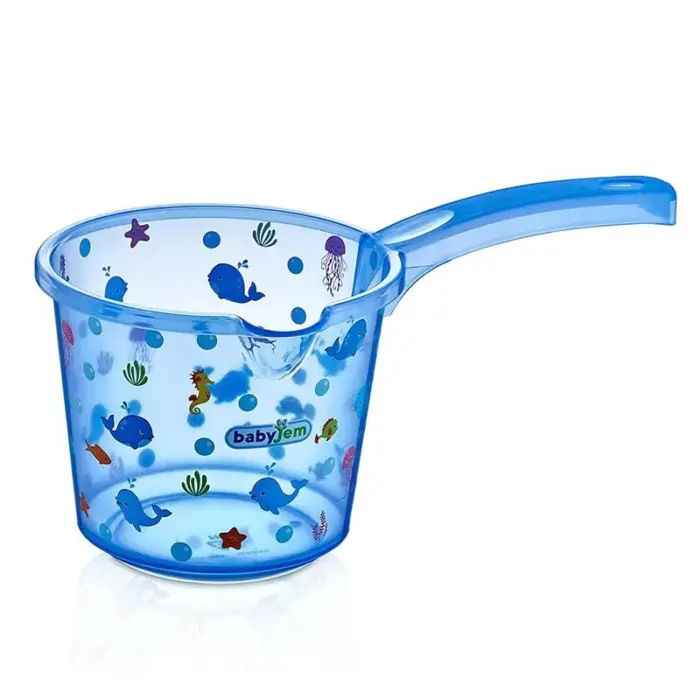 Baby Jem bath rinse cup with little fish, blue