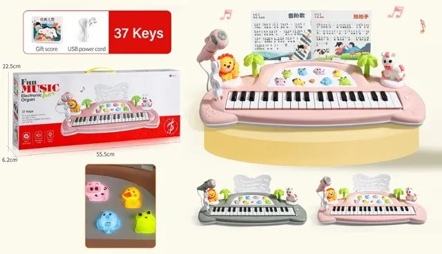Детски синтисајзер Fun Music со 37 тастери, микрофон и USB кабел Детски синтисајзер Fun Music со 37 тастери, микрофон и USB кабел