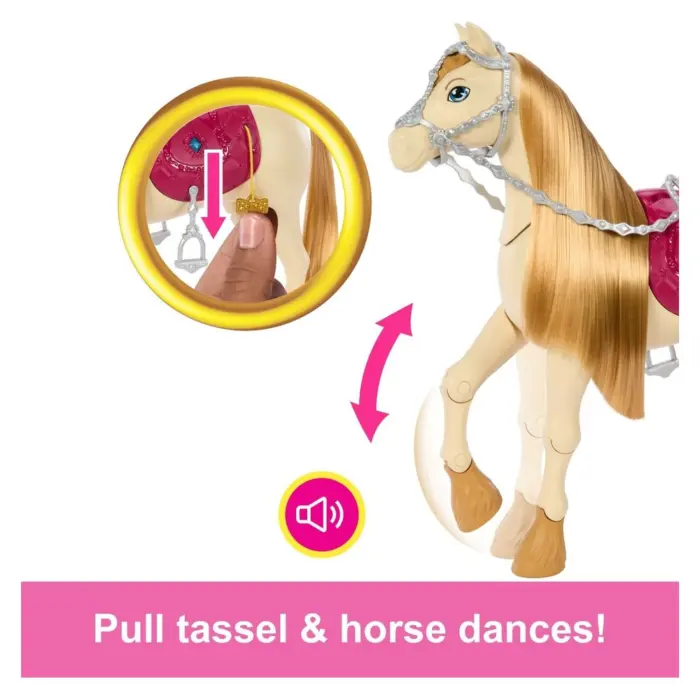 BARBIE Kalë interaktiv Tornado The Great Horse Chase, me mbi 20 tinguj dhe aksesorë, HXJ42