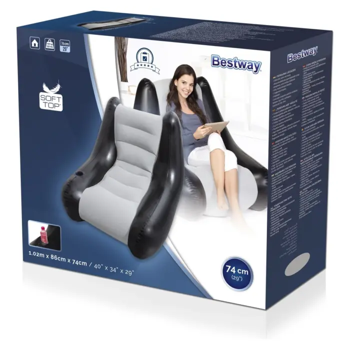 Bestway Perdura inflatable armchair, 102 x 84 x 74 cm, black-gray