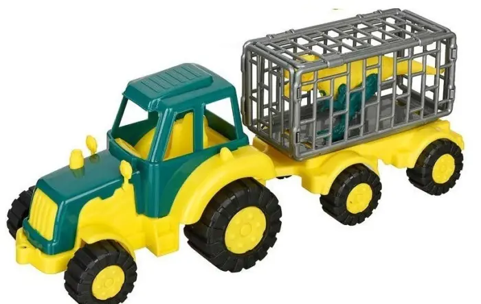 ÇLK Toys Dinosaur World tractor with cage trailer and dinosaur